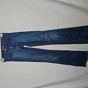 RARE Anlo Mercer denim rope waist raw hem ankles wide leg blue jeans sz 24